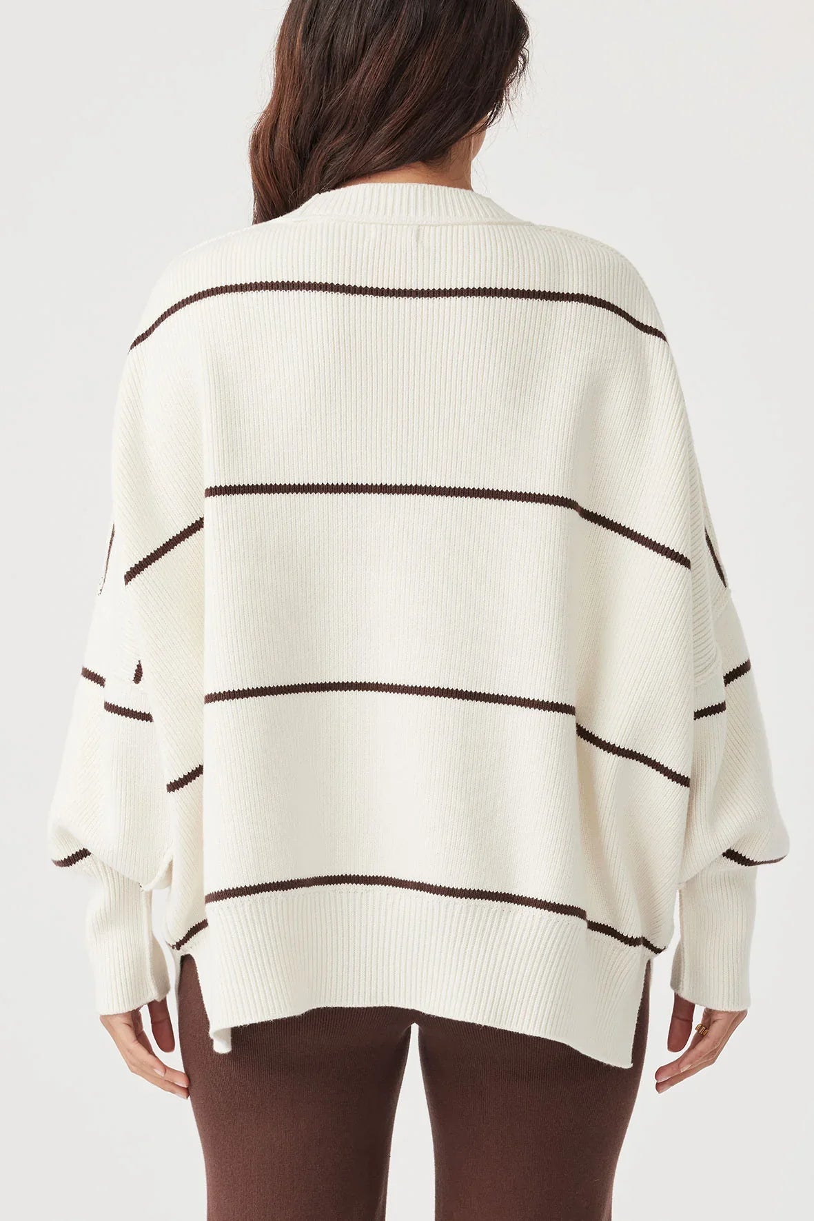 Harper Stripe Sweater - Cream & Chocolate