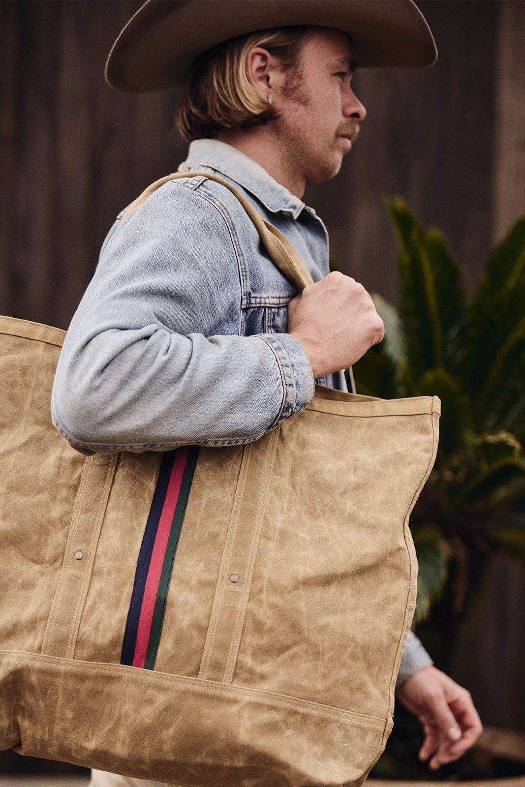 Pony Rider Escapee Large Canvas Tote Bag in Golden Tan