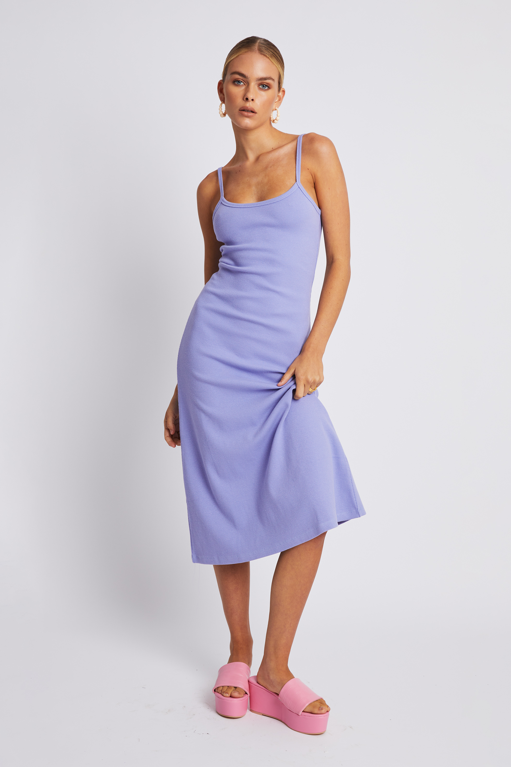 Midi A Line Dress - Lilac