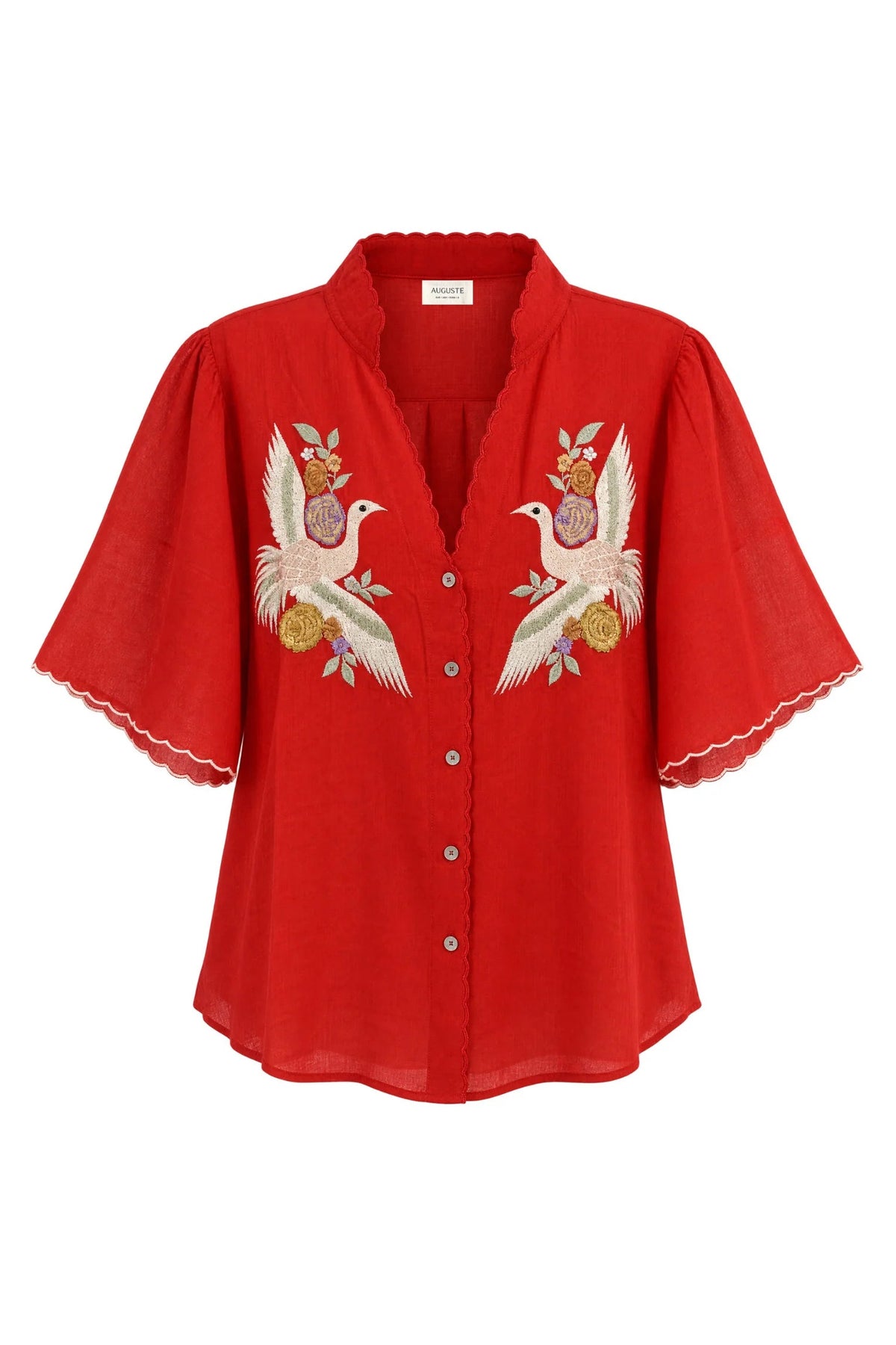 Zoe Embroidered Blouse - Red