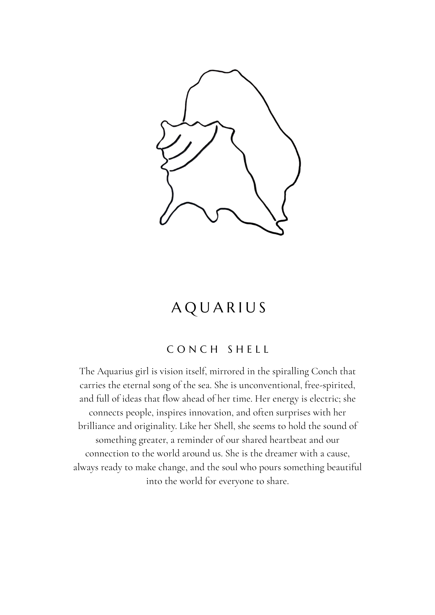 Aquarius Zodiac Shell Print – Conch