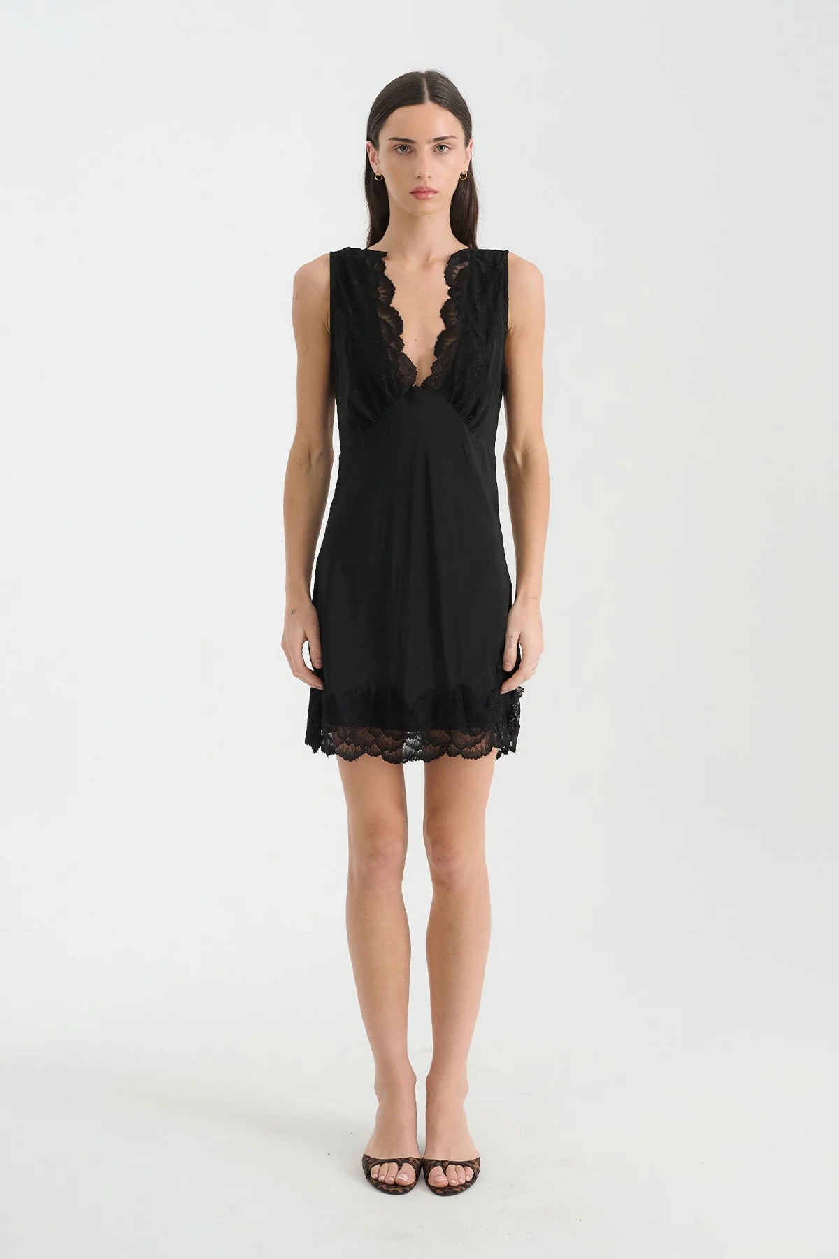 Annie Silk Mini Dress - Noir
