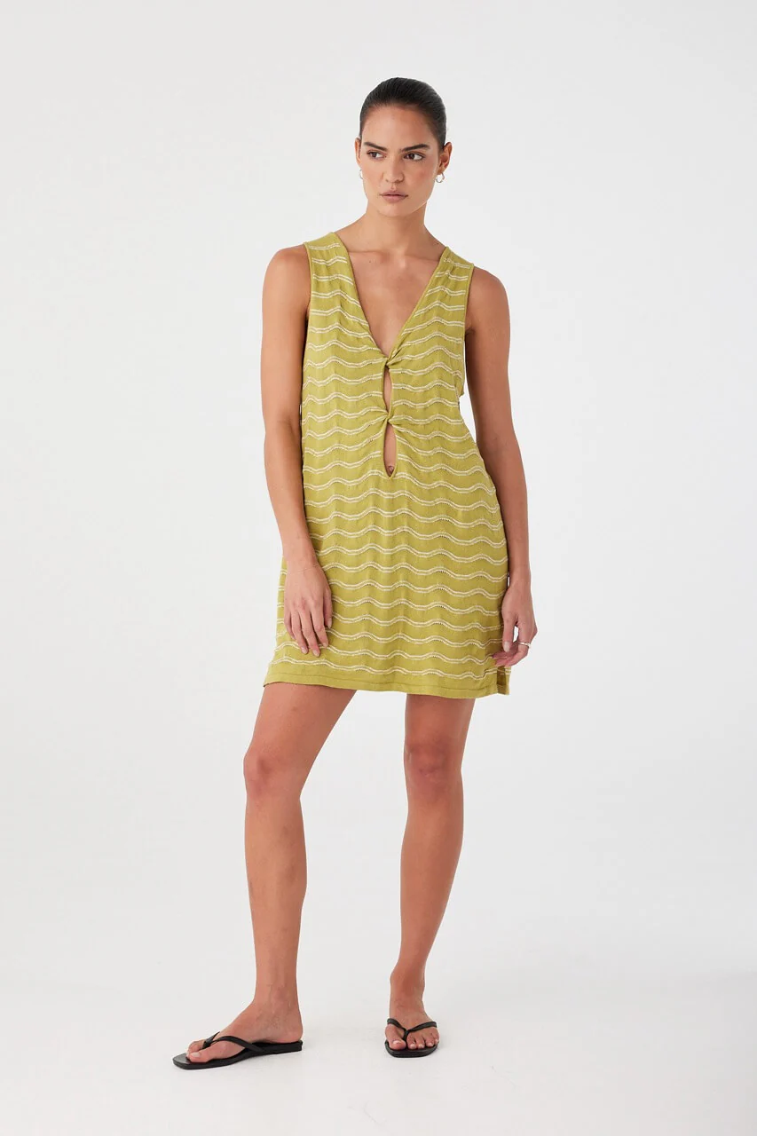 Onda Shift Dress - Matcha Wave