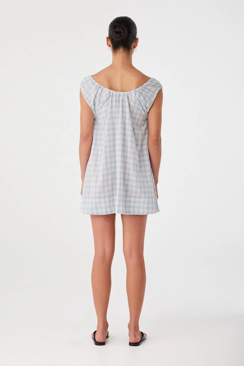 Camille Dress - Powder Blue Check