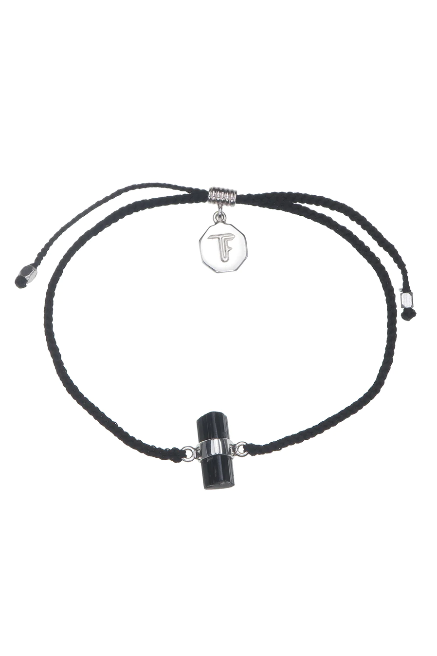 Black Tourmaline Crystal Bracelet Black Silver