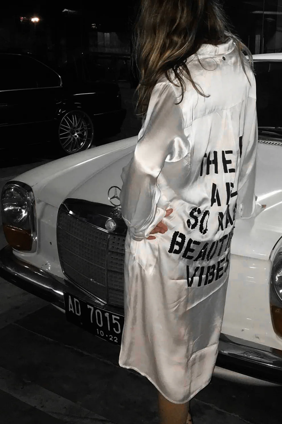 BV Maxi Satin Shirt Dress - White