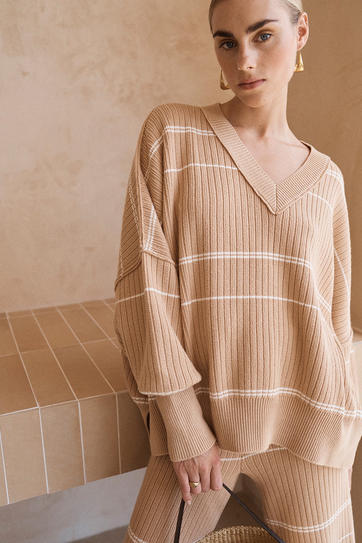 Vera Knit Sweater - Honey Stripe