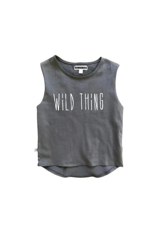Wild Thing Muscle Kids Tee - Faded Black