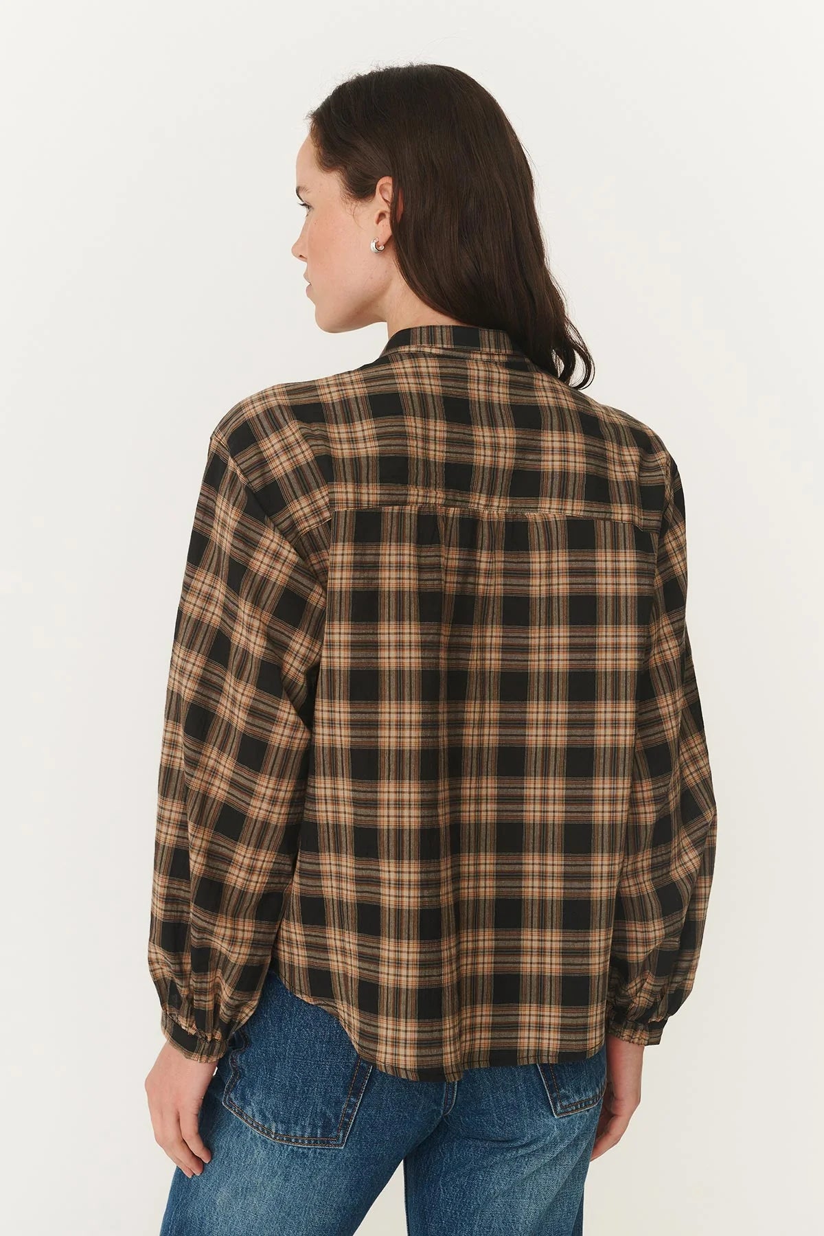 Cora Long Sleeve Blouse - Tobacco Plaid