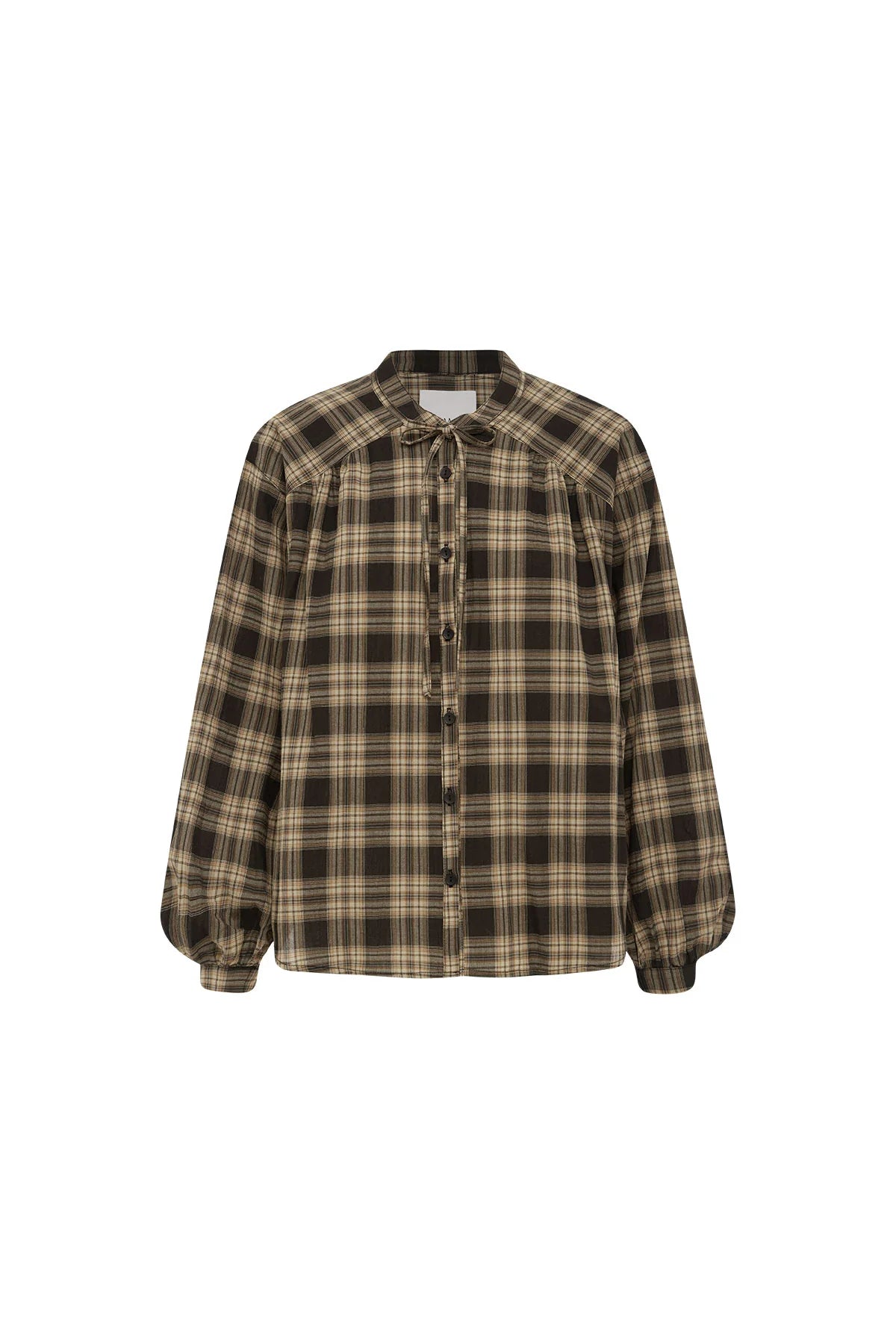Cora Long Sleeve Blouse - Tobacco Plaid