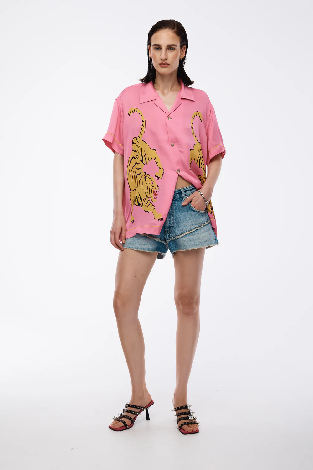 Crouching Tiger Washed Silk Shirt - Pink