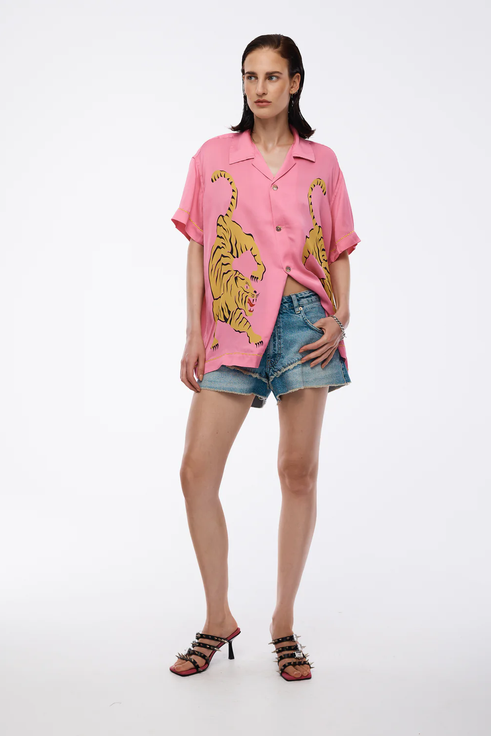 Crouching Tiger Washed Silk Shirt - Pink