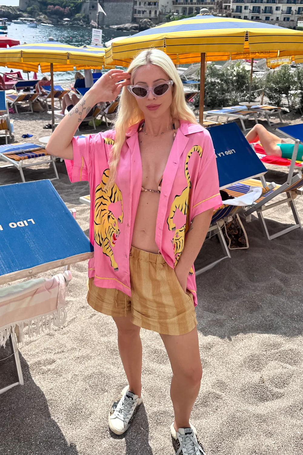 Crouching Tiger Washed Silk Shirt - Pink