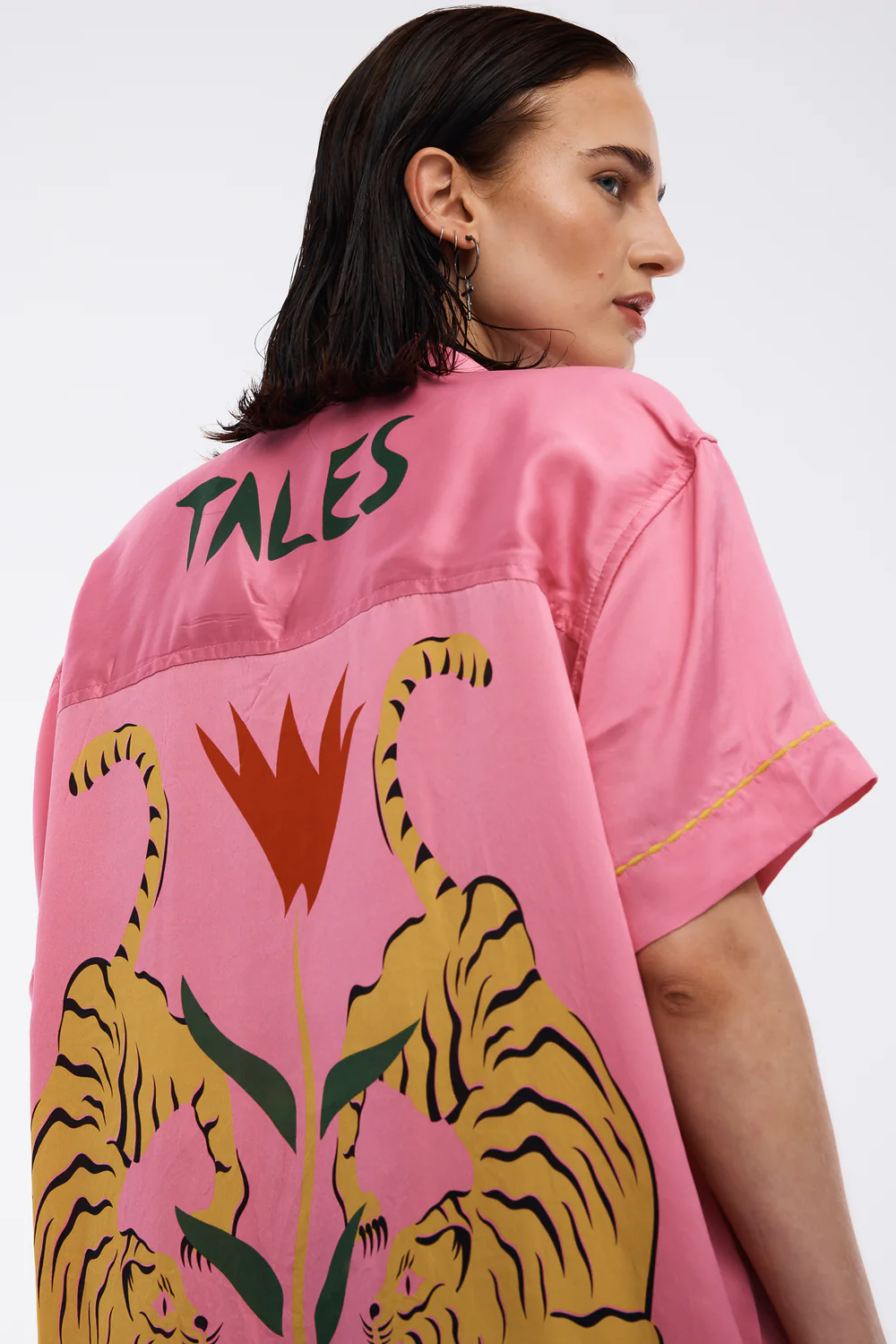 Crouching Tiger Washed Silk Shirt - Pink