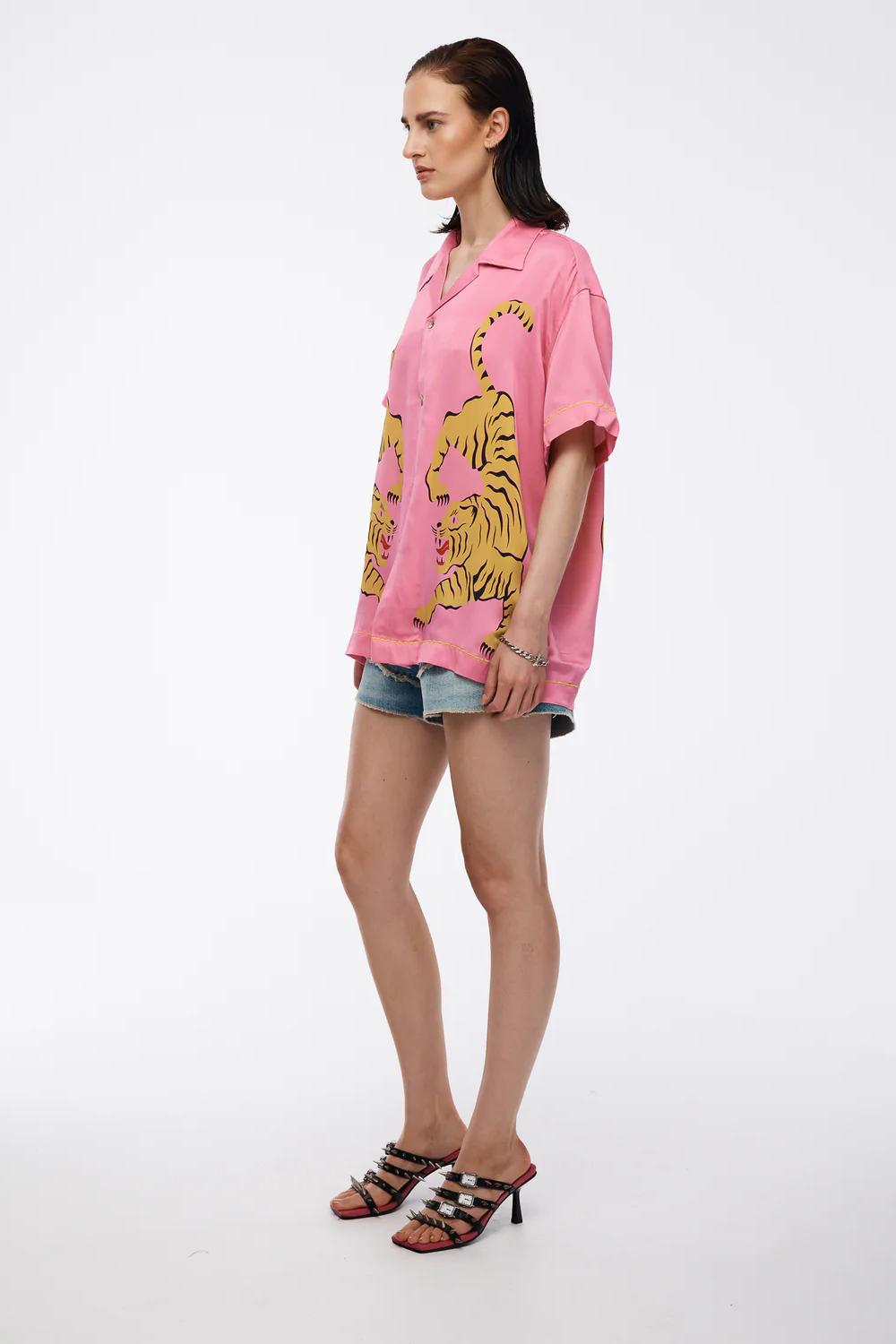 Crouching Tiger Washed Silk Shirt - Pink