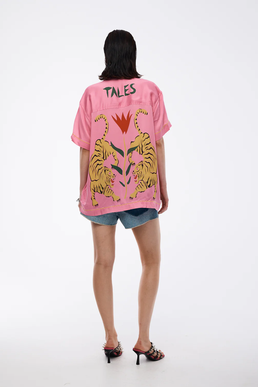 Crouching Tiger Washed Silk Shirt - Pink