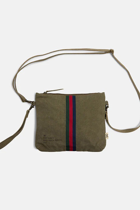 Escapee Clutch Bag with Strap - Upcycled/Khaki