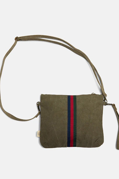 Escapee Clutch Bag with Strap - Upcycled/Khaki