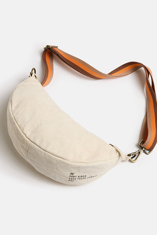 Pony Rider Escapee Round Shoulder Bag in Upcycled Natural Stripe