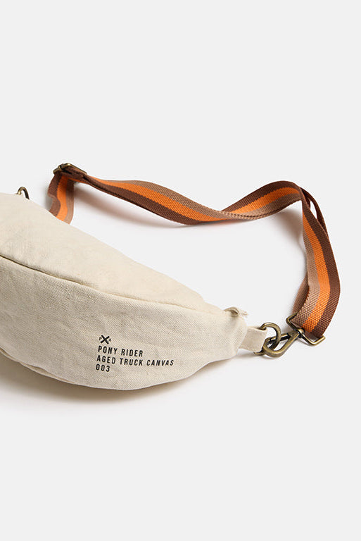 Pony Rider Escapee Round Shoulder Bag in Upcycled Natural Stripe