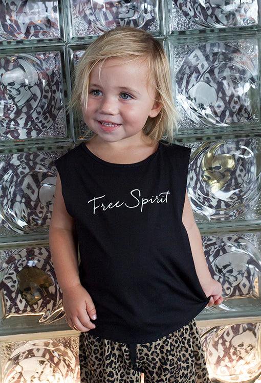 Free Spirit Muscle Kids Tee - Black