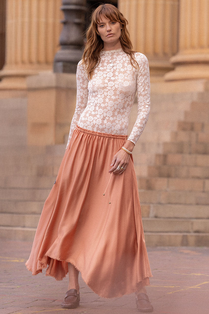 Poison Peach Maxi Skirt - Rose