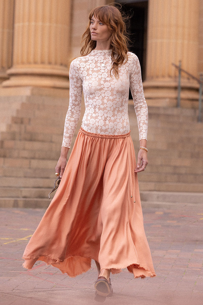 Poison Peach Maxi Skirt - Rose