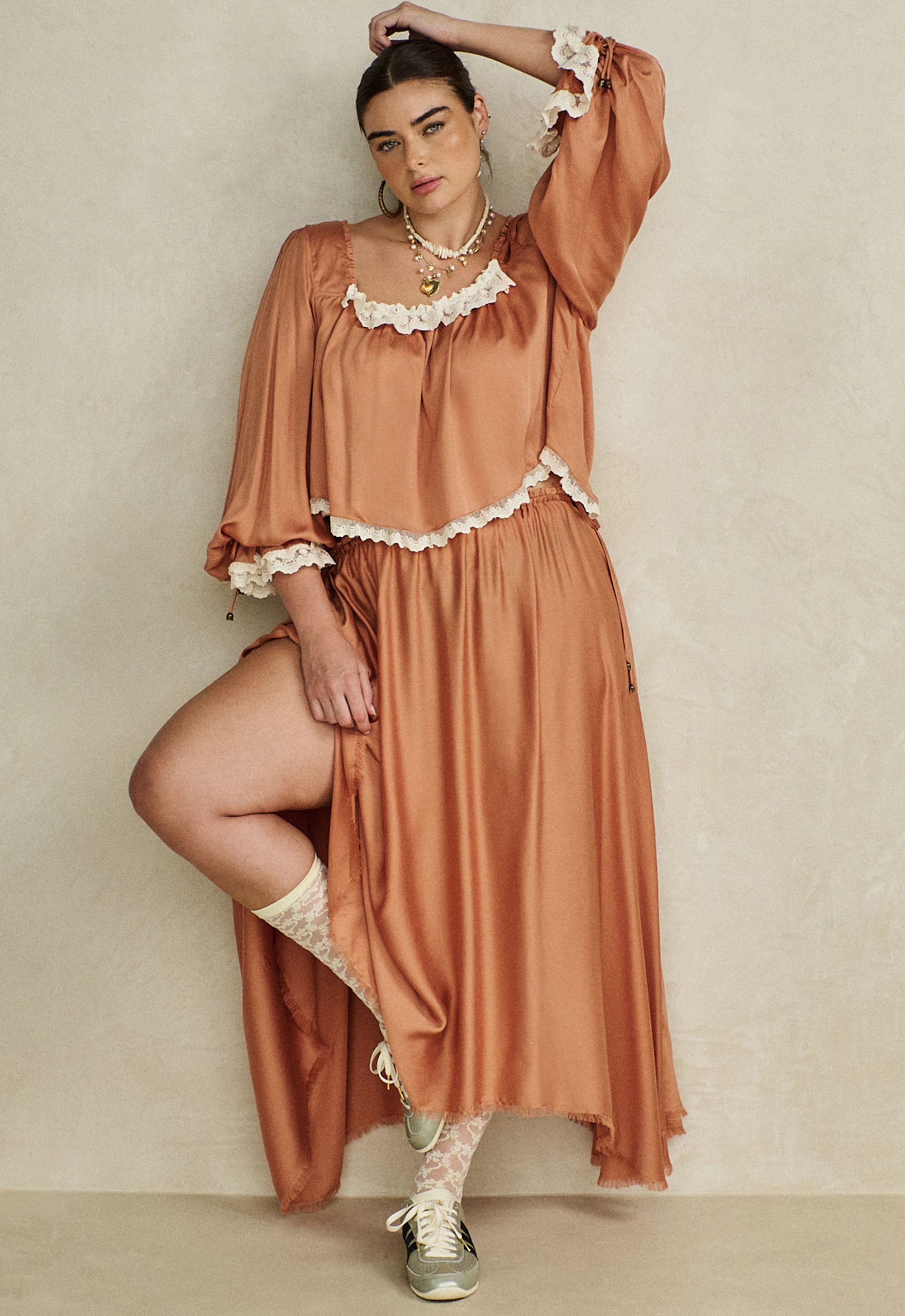 Poison Peach Maxi Skirt - Rose