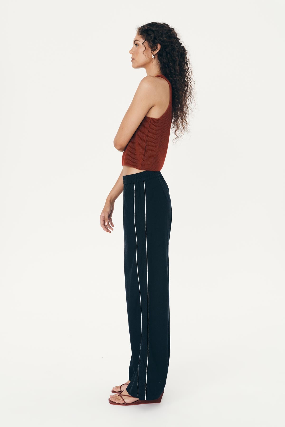 Kaia Linen Straight Pants - Ink