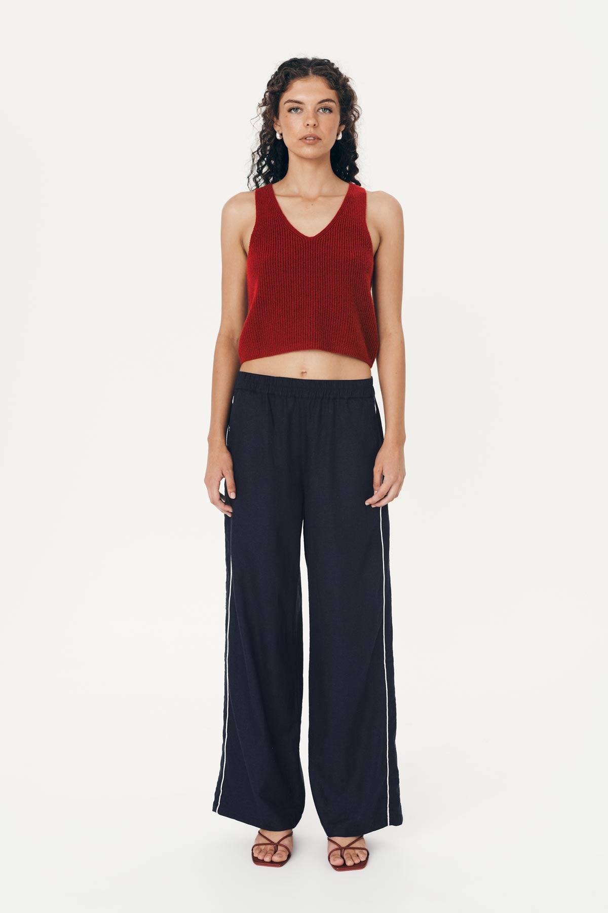 Kaia Linen Straight Pants - Ink