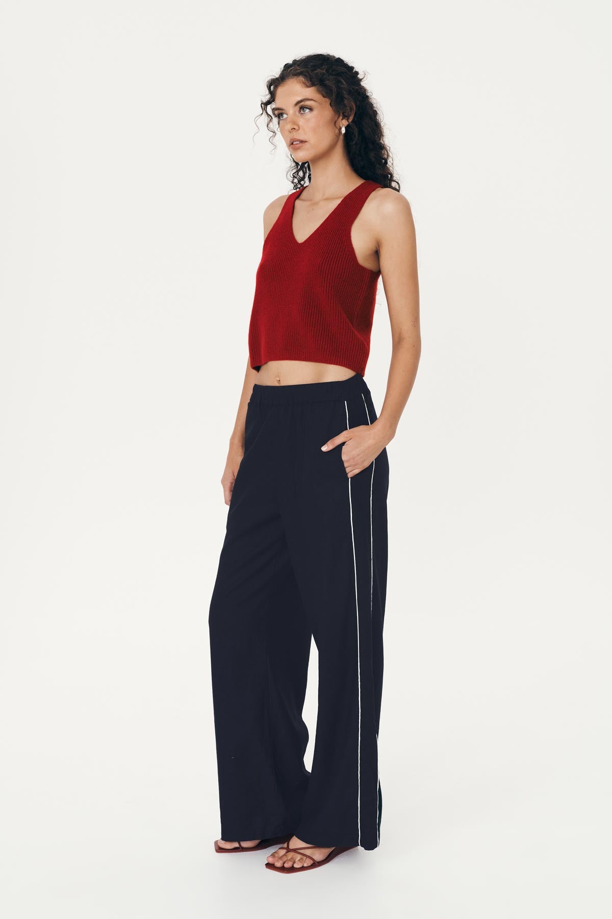 Kaia Linen Straight Pants - Ink