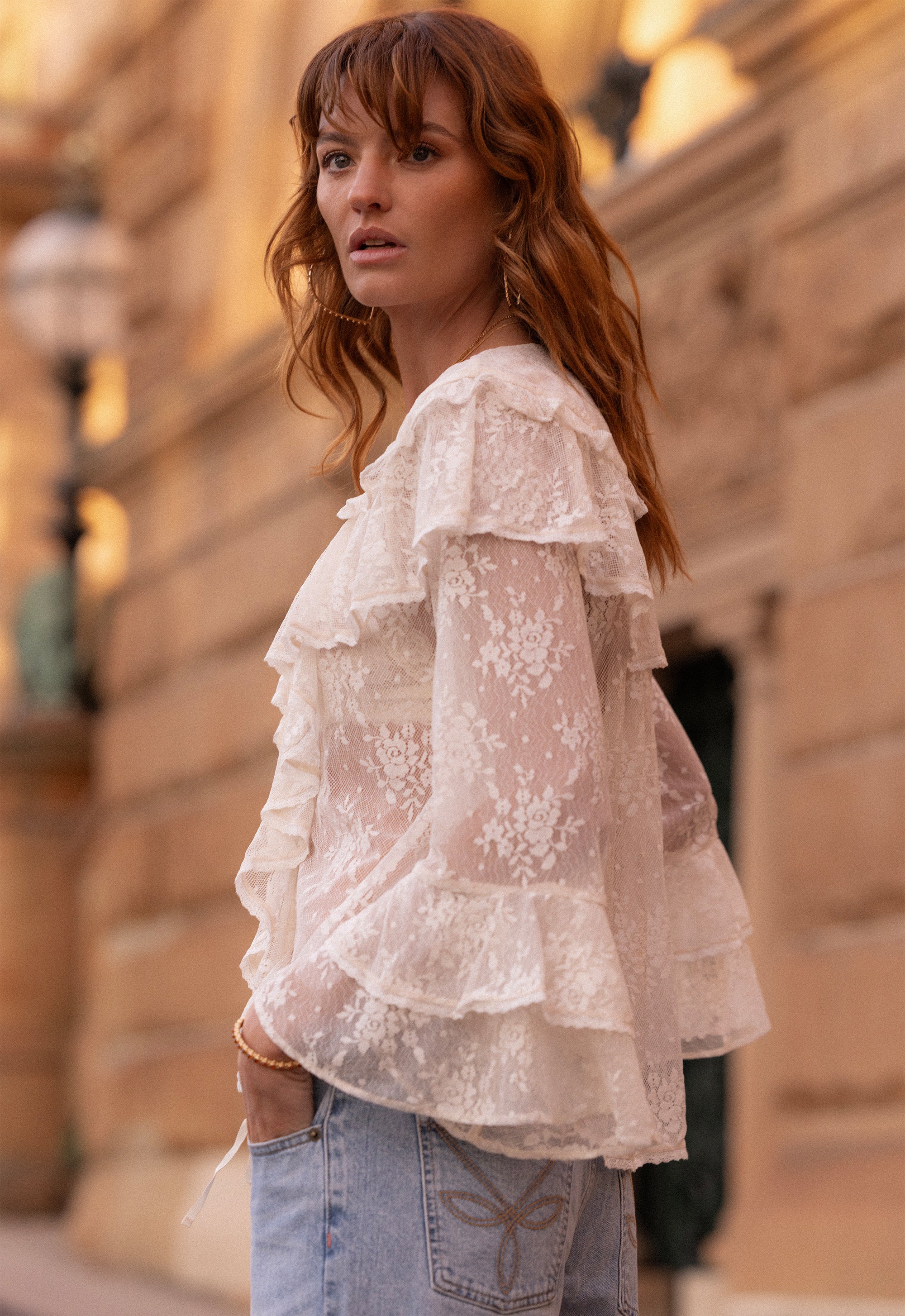 Labyrinth Lace Blouse - Cloud Cream