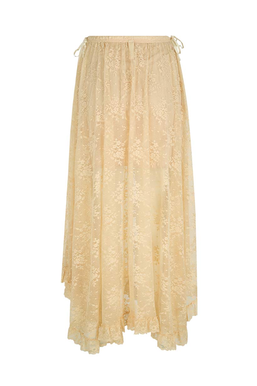 Labyrinth Lace Maxi Skirt - Peach Bliss