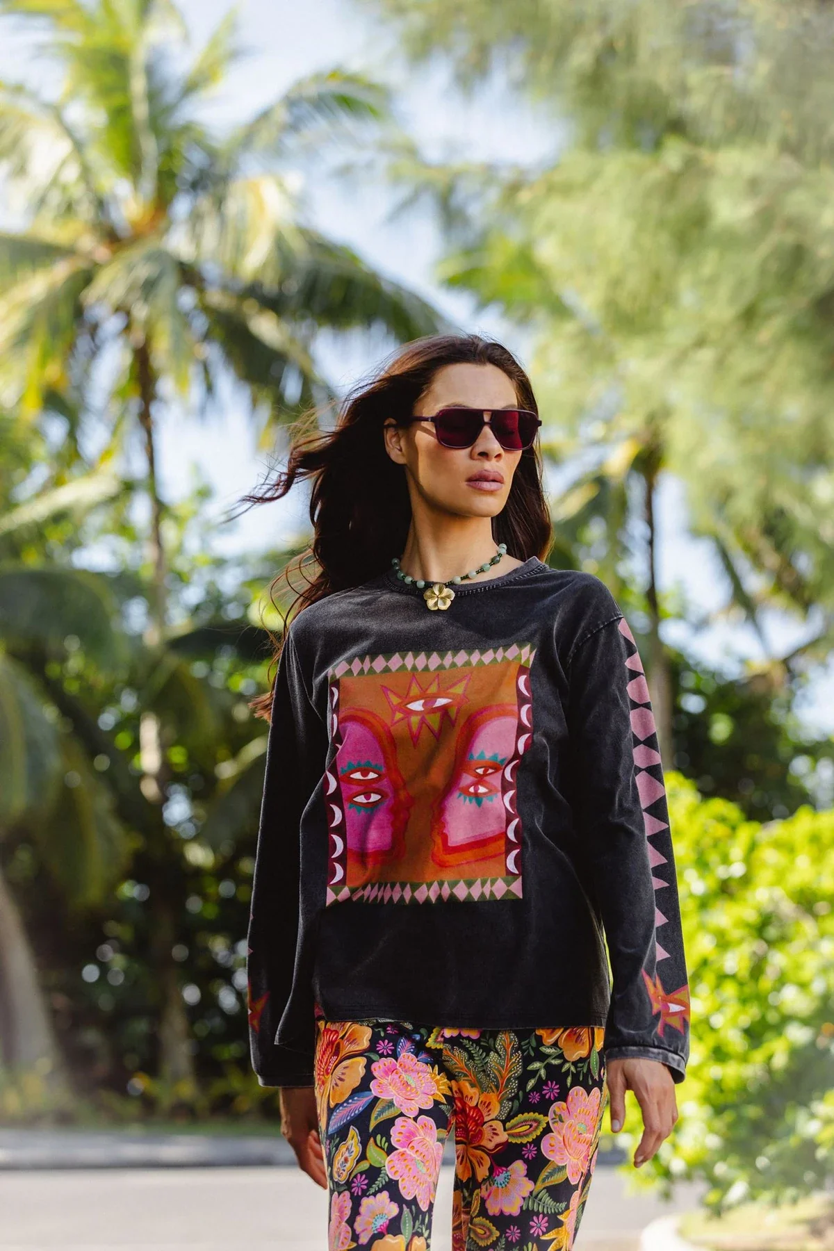 Luna Rose Long Sleeve Tee - Onyx