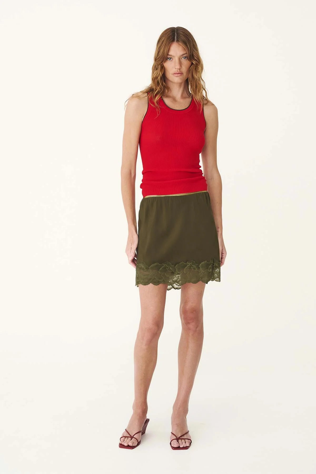 Marina Silk Mini Skirt - Olive