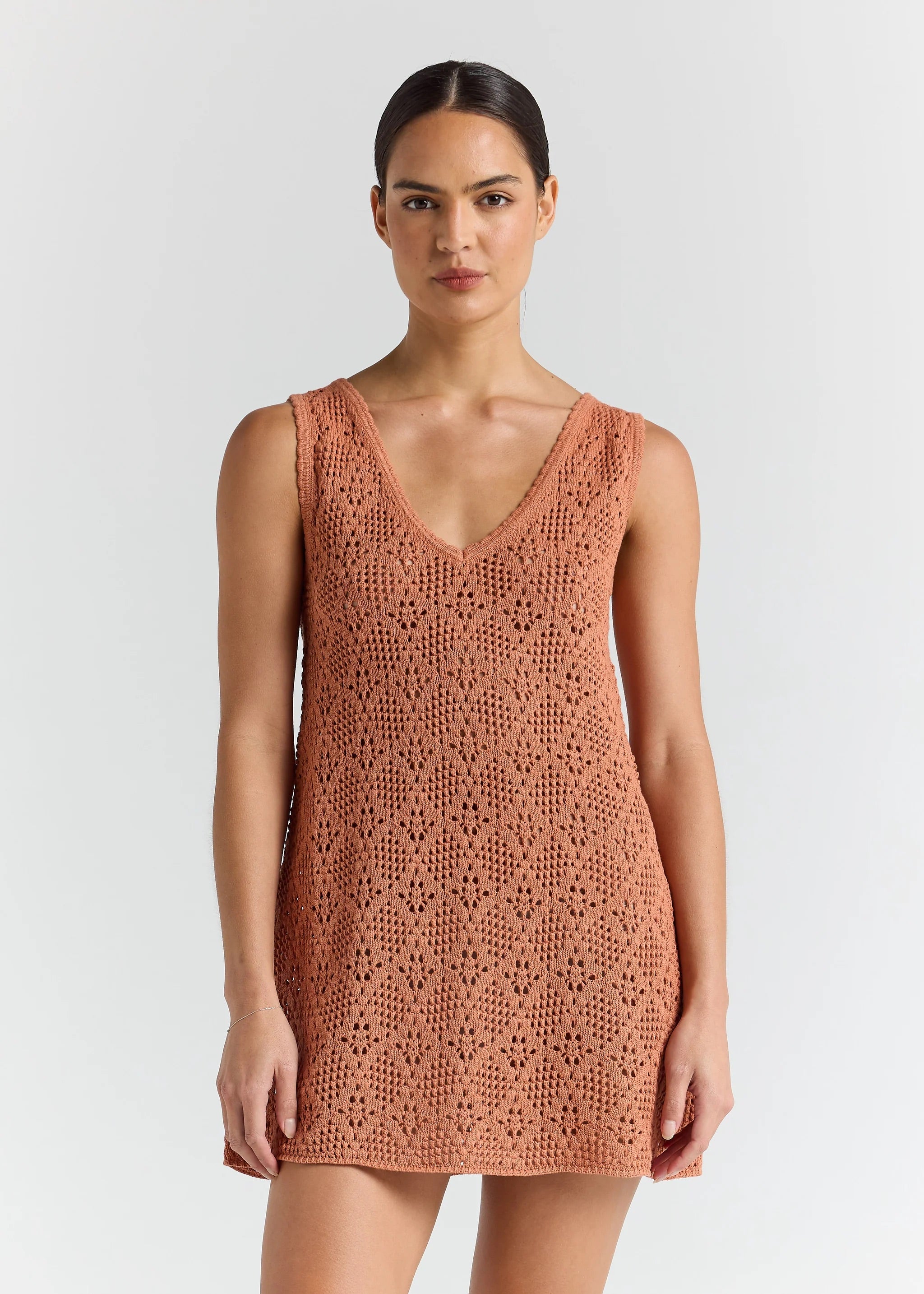 Messina Knit V Dress - Amber