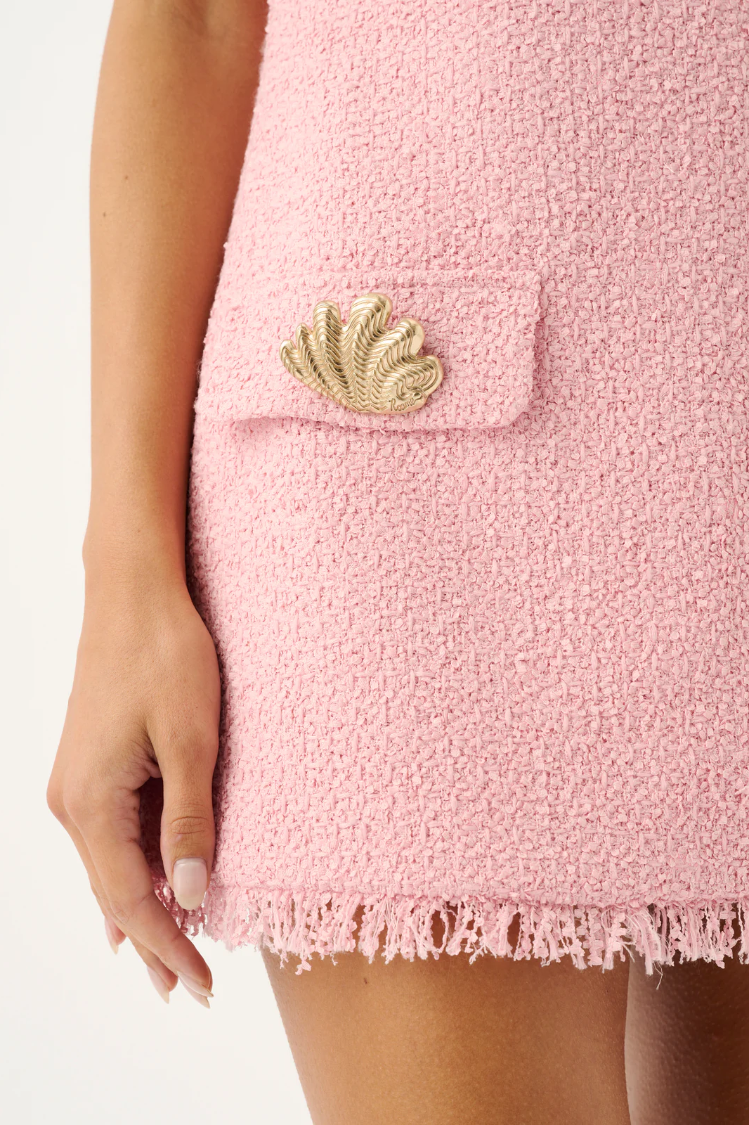 Mia Boucle Mini Dress - Baby Pink