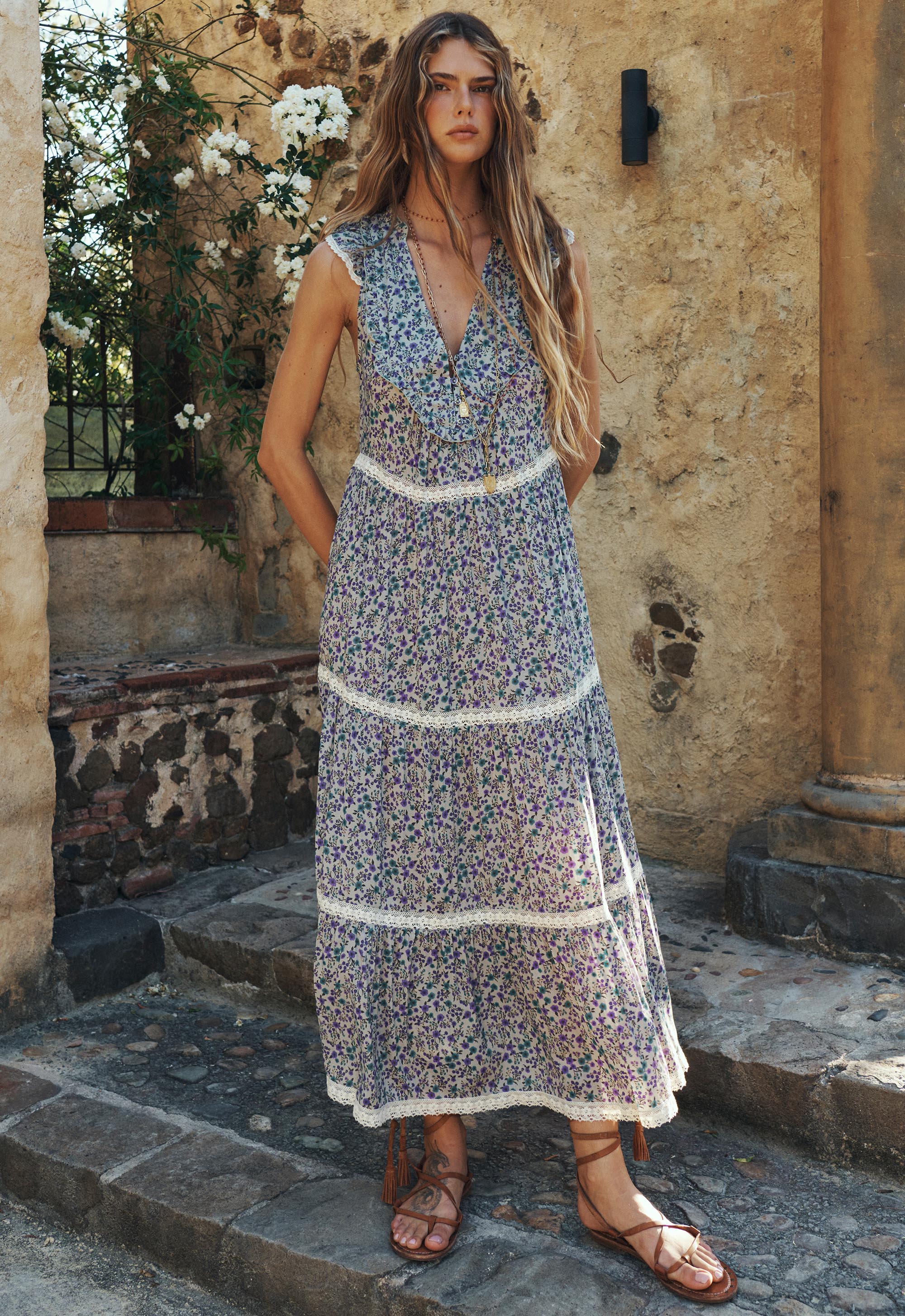 Mimi-Rose Sleeveless Boho Dress - Violet Fields