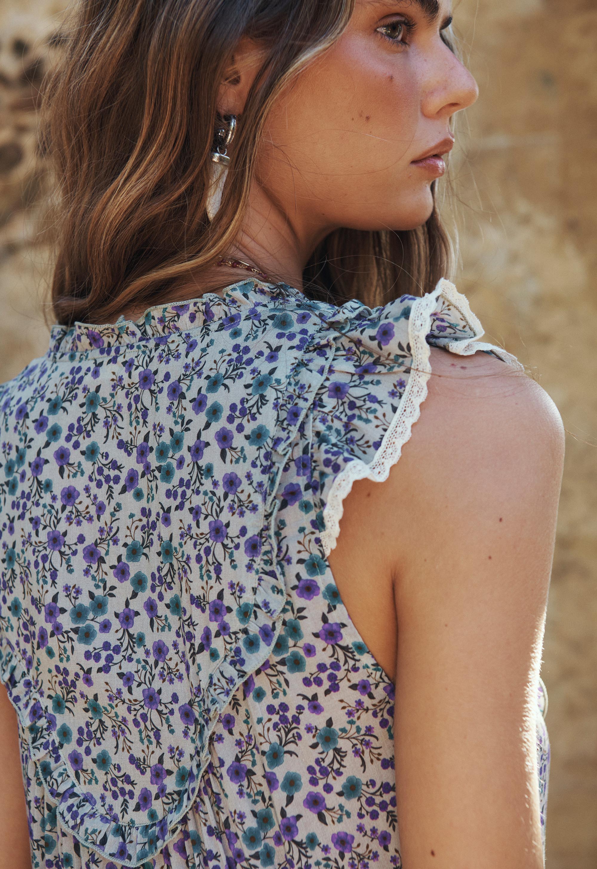 Mimi-Rose Sleeveless Boho Dress - Violet Fields