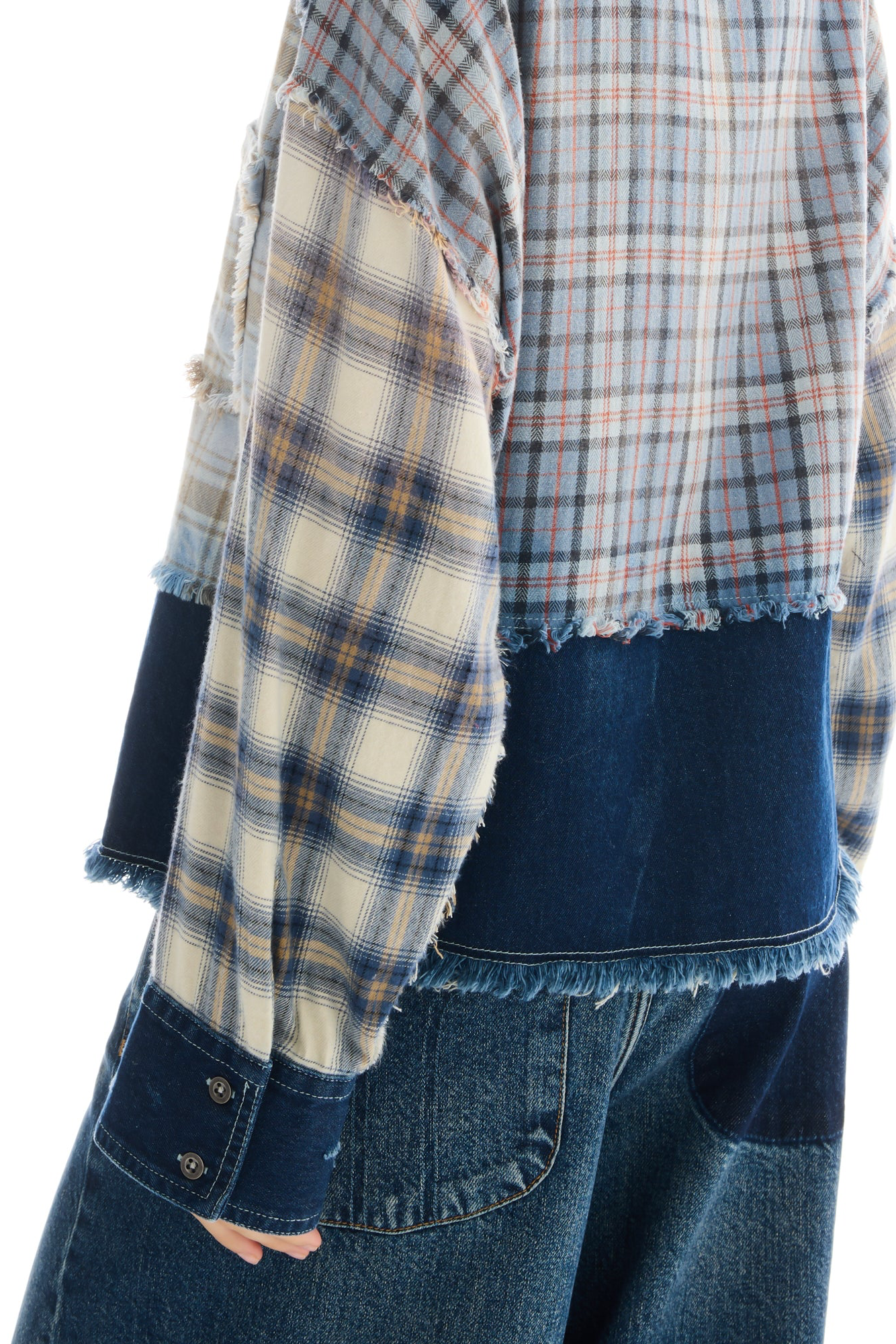 Mixed Flannel And Denim Shirt