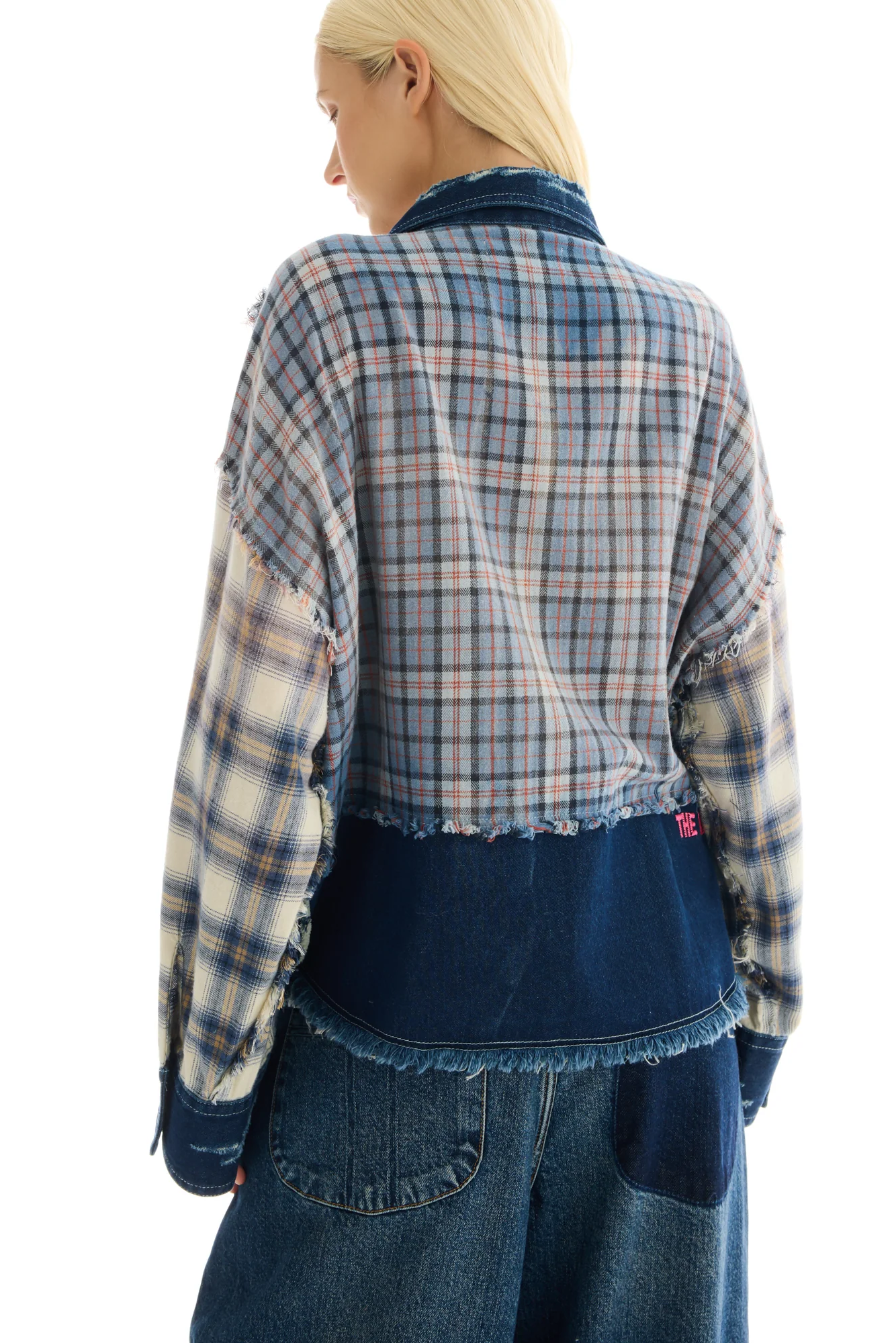 Mixed Flannel And Denim Shirt
