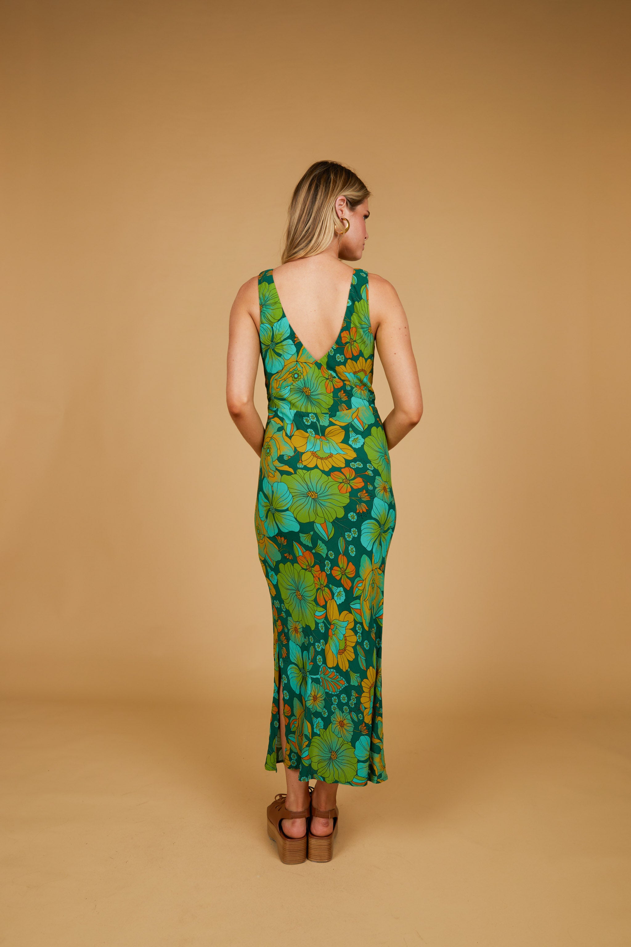Sarah Bias Midi Dress - Emerald