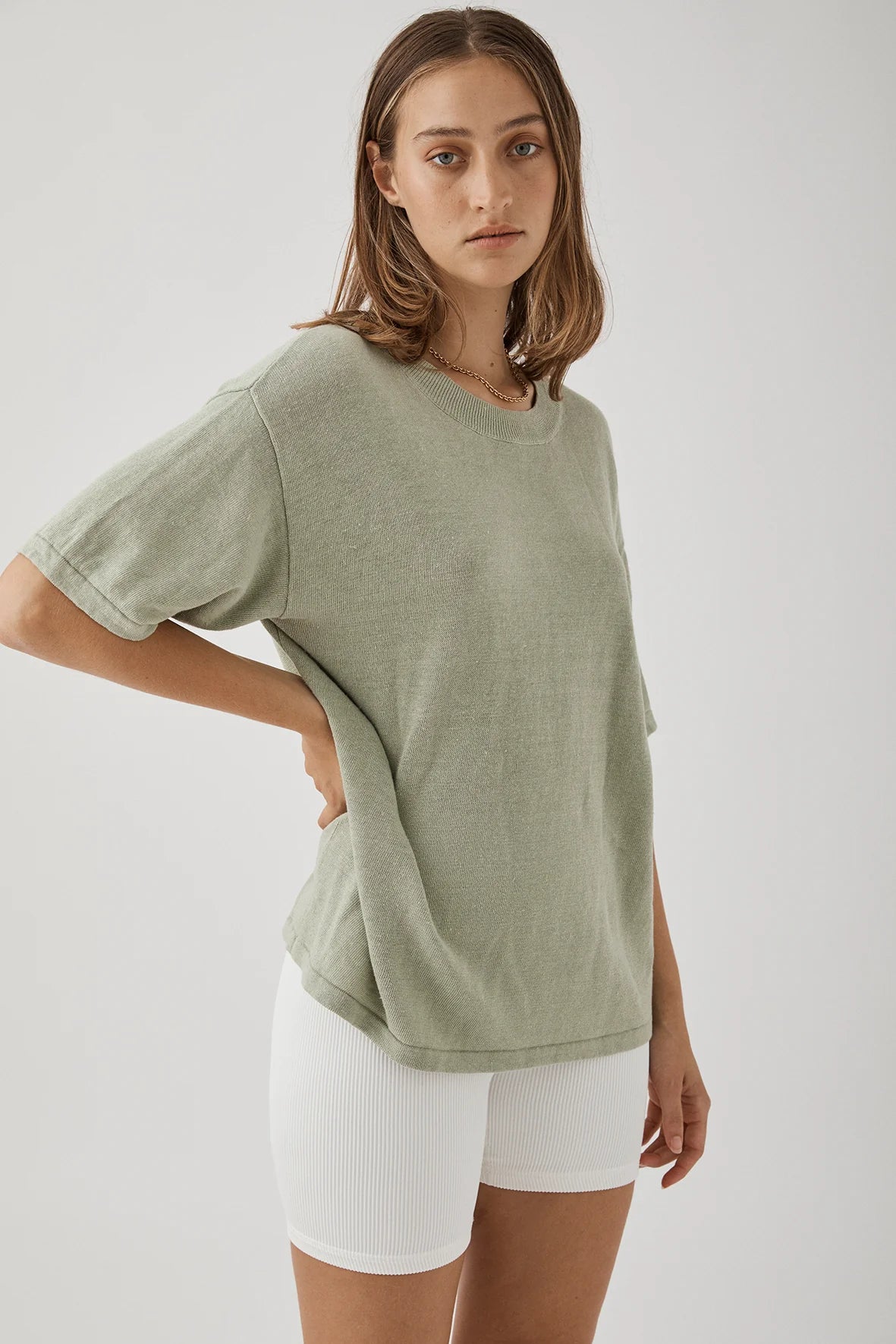 Hugo Linen Knit T-Shirt - Aloe