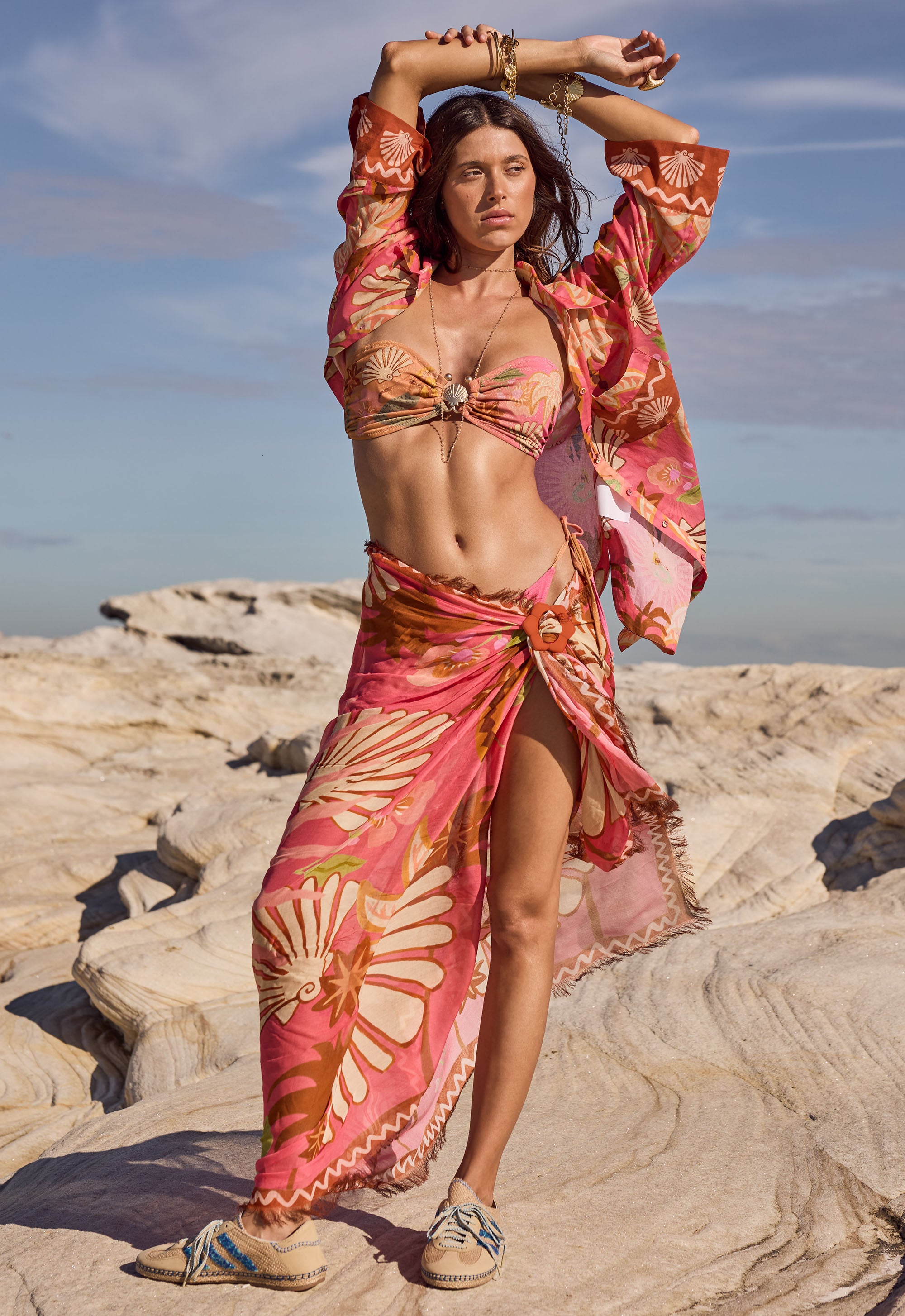 Oceana Travel Scarf - Coral