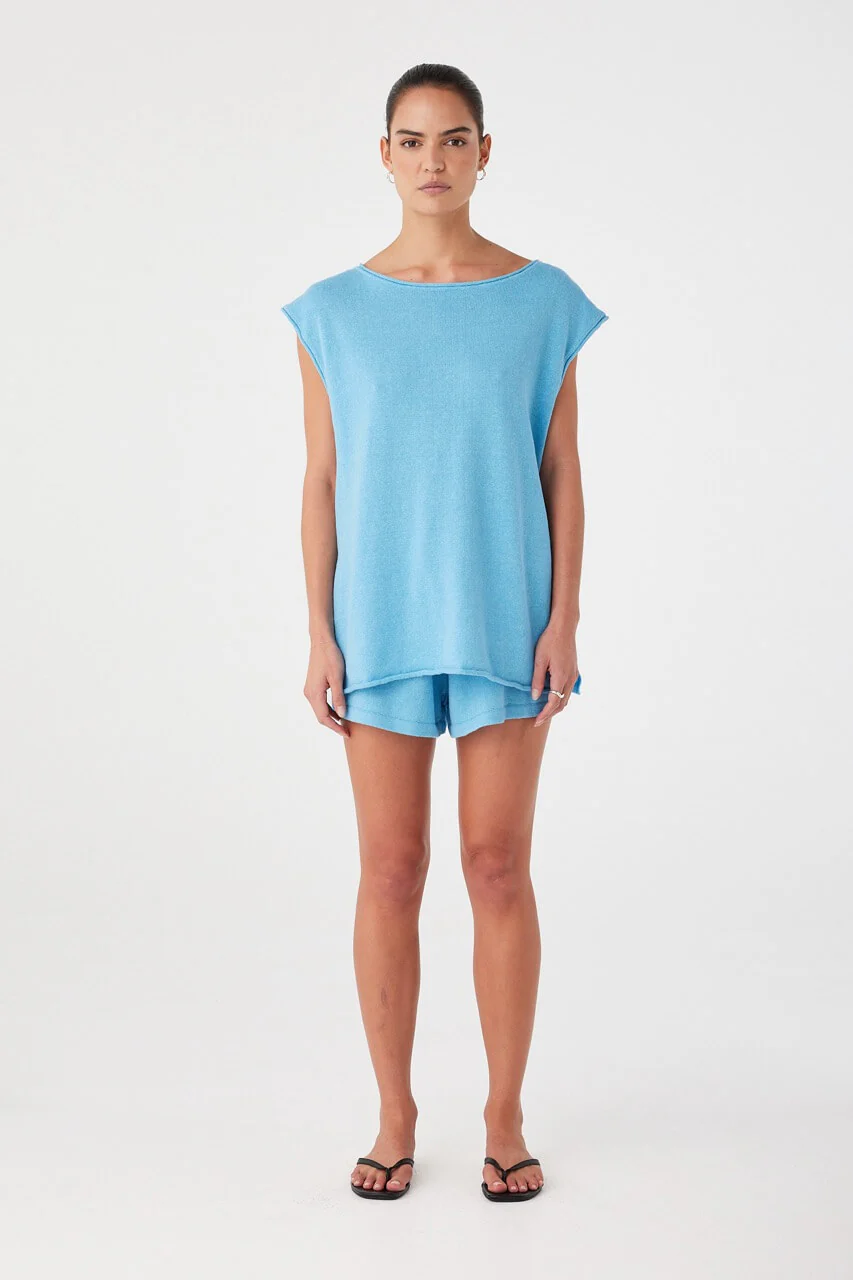 Poppy Tie Side Top - Cyan