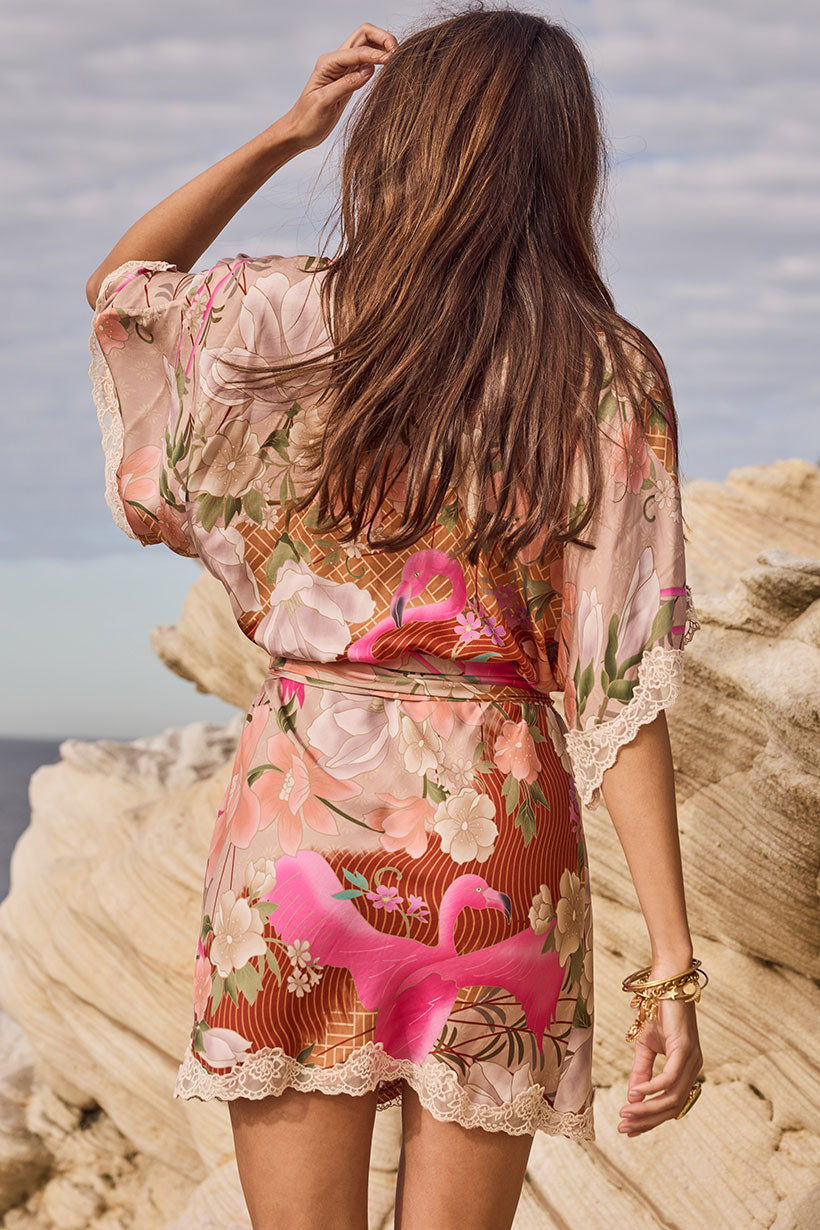 Floridian Lace Mini Dress - Coral