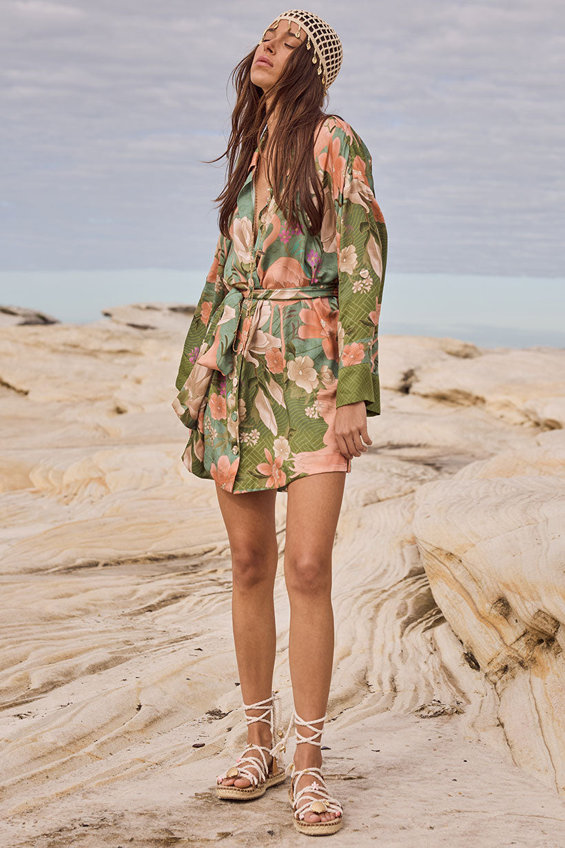 Floridian Shirt Dress - Sage
