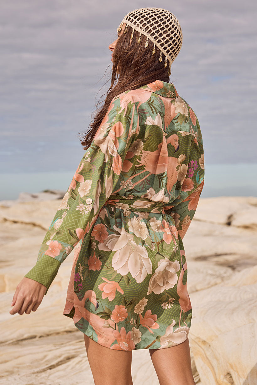 Floridian Shirt Dress - Sage