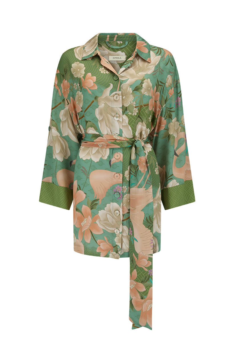 Floridian Shirt Dress - Sage