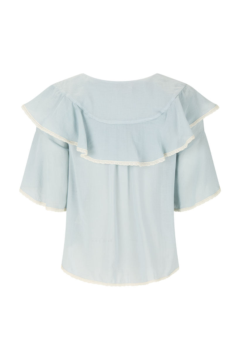 Bluebird Ruffle Blouse - Vintage Blue